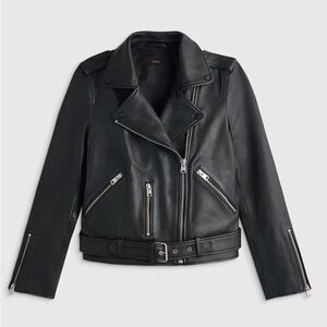 Quince Black 100% Sheep Leather Motorcycle Jacket Size Small NEW